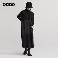 【商場同款】odbo/歐迪比歐設計師小眾連衣裙女秋顯瘦寬鬆長裙