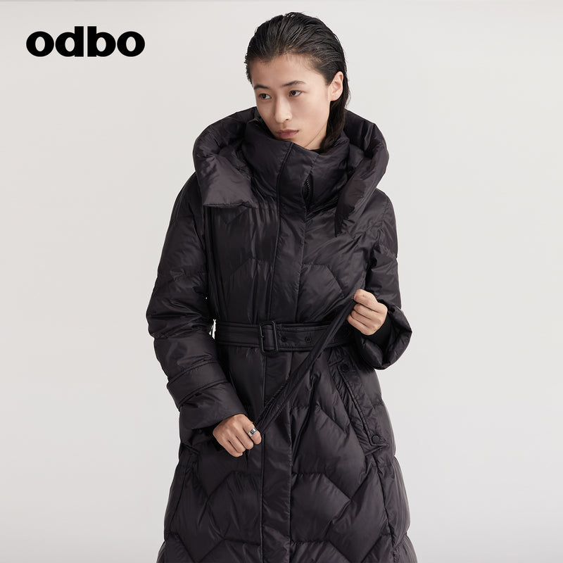 【商場同款】odbo/歐迪比歐2022冬季新款黑色羽絨服女白鴨絨外套