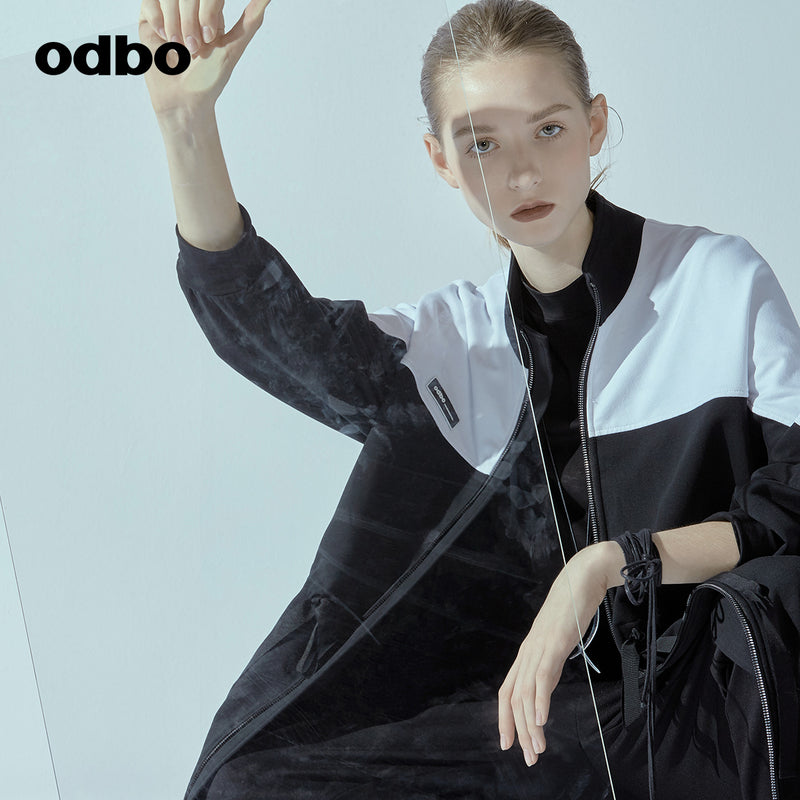 Odbo/歐迪比歐專櫃同款設計師品牌2020春女撞色連衣裙L20192010D