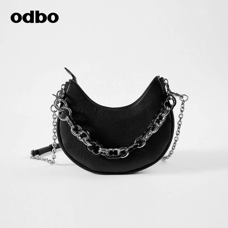 【商場同款】odbo/歐迪比歐潮牌小眾設計感真皮月牙包女時尚女包