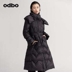 【商場同款】odbo/歐迪比歐2022冬季新款黑色羽絨服女白鴨絨外套