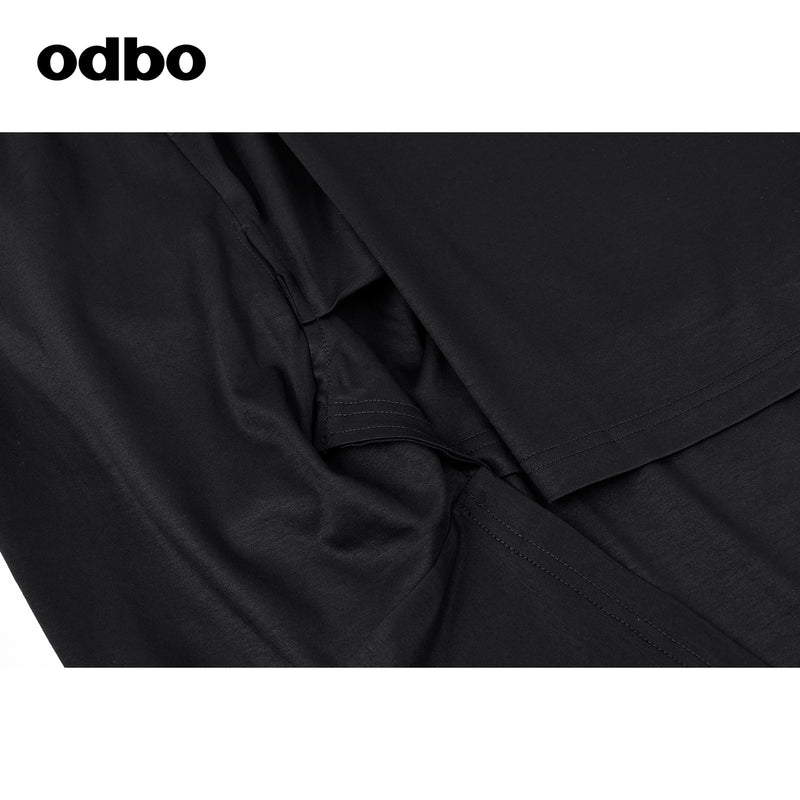 Odbo/歐迪比歐專櫃同款設計師品牌女休閒寬鬆中長款T恤連衣裙