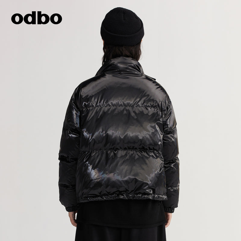 【商場同款】odbo/歐迪比歐亮面白鴨絨羽絨服女秋冬2022新款外套