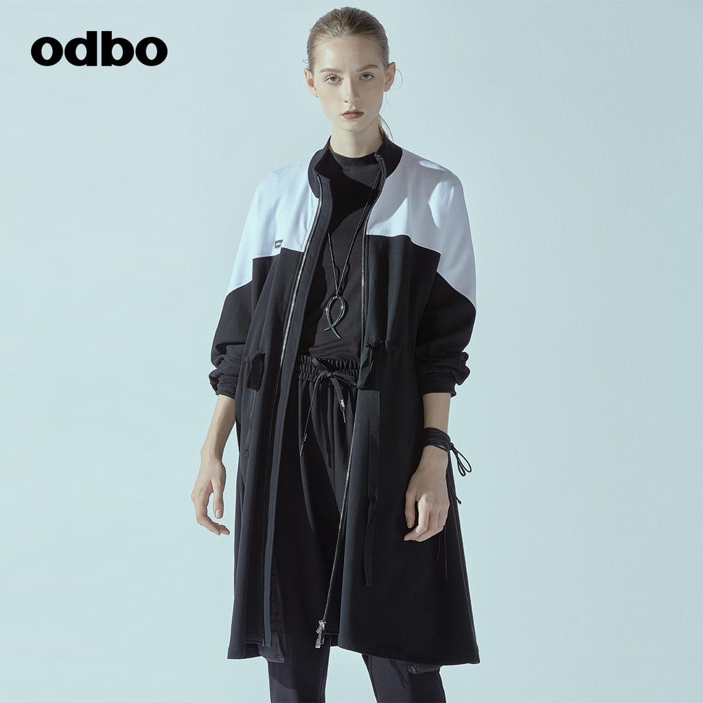 Odbo/歐迪比歐專櫃同款設計師品牌2020春女撞色連衣裙L20192010D