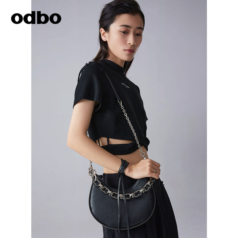 【商場同款】odbo/歐迪比歐潮牌小眾設計感真皮月牙包女時尚女包