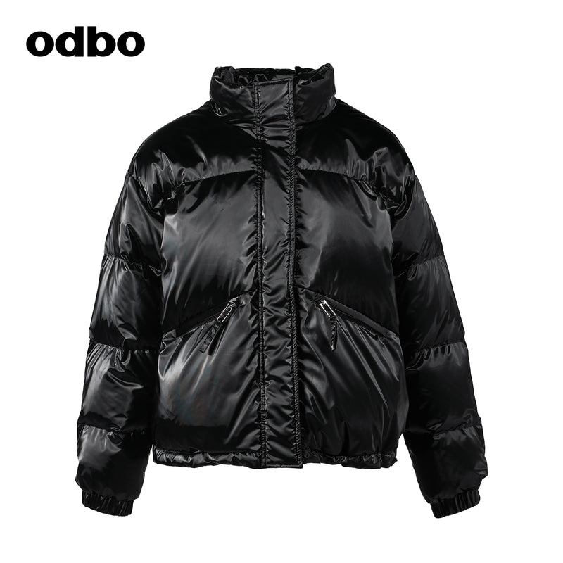 【商場同款】odbo/歐迪比歐亮面白鴨絨羽絨服女秋冬2022新款外套