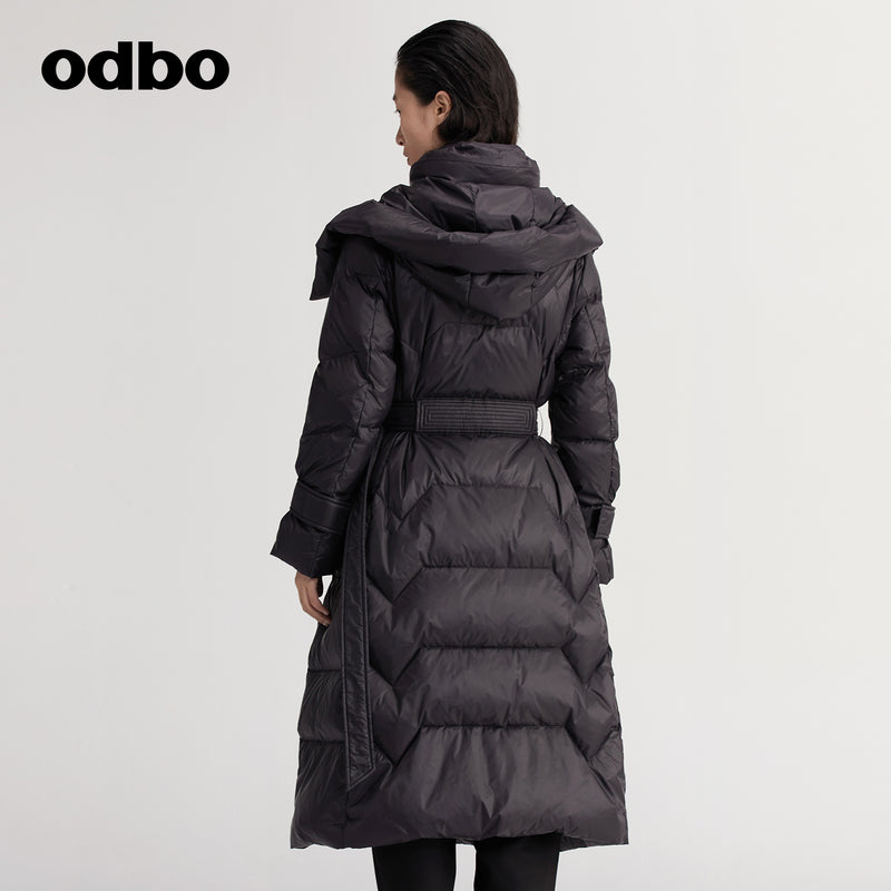 【商場同款】odbo/歐迪比歐2022冬季新款黑色羽絨服女白鴨絨外套