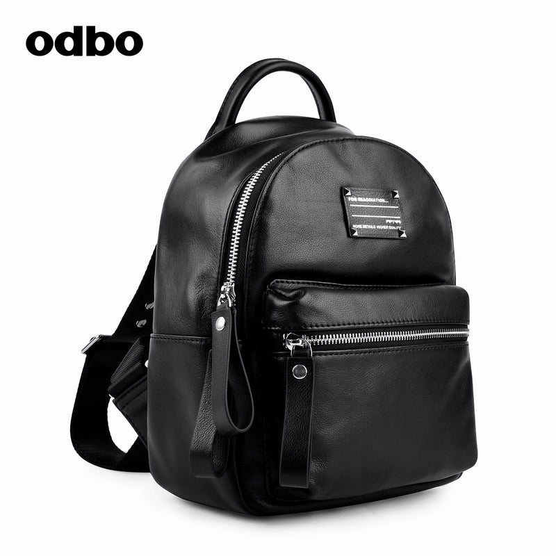 【商場同款】odbo/歐迪比歐真皮簡約雙肩包女旅行上班族牛皮包包