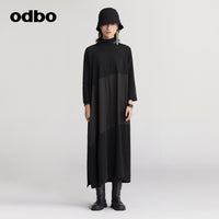 【商場同款】odbo/歐迪比歐設計師小眾連衣裙女秋顯瘦寬鬆長裙